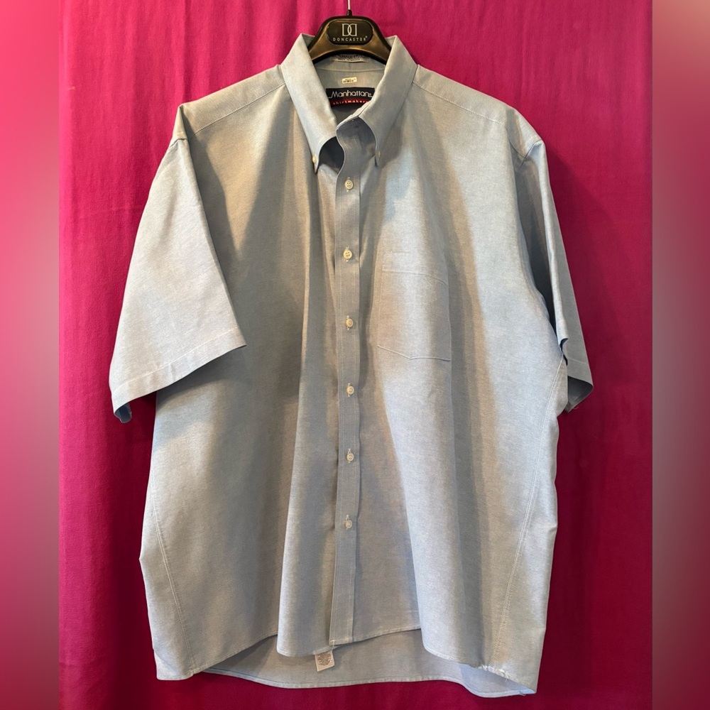 Manhattan Light Blue Wrinkle Free  Dress Shirt Size 18